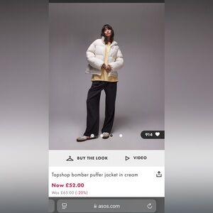 ASOS white puffer jacket